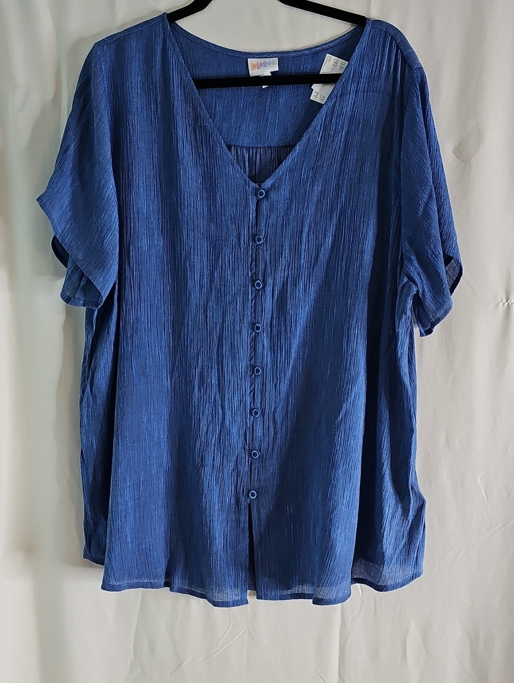 LuLaRoe Shannah  Deep Blue Button-Front V-Neck